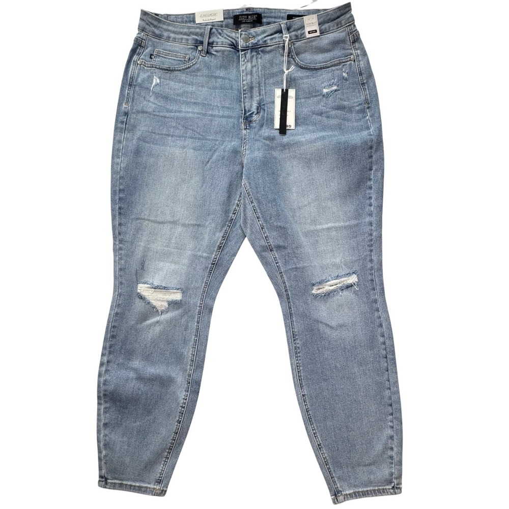 Judy Blue Skinny Jeans Women 20W LT Blue Tummy Control Distressed JB88797 LT NEW